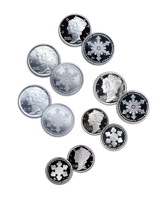 Grouping of Silver Snow Crystal Product Icons originally used for internet store.